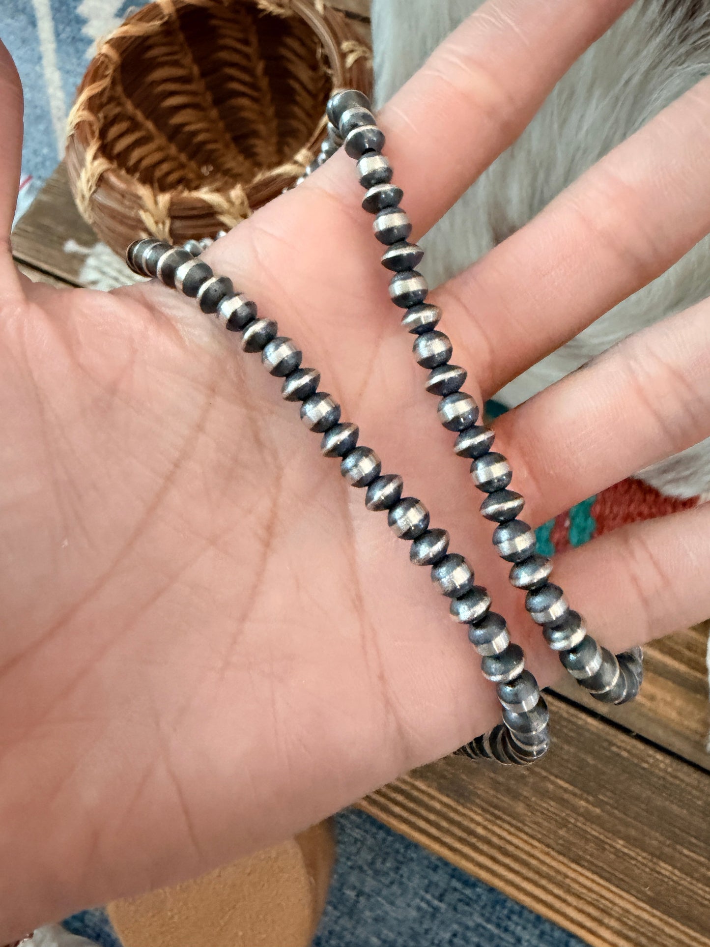 Handcrafted 5mm Sterling Silver Pearl Beaded Necklace