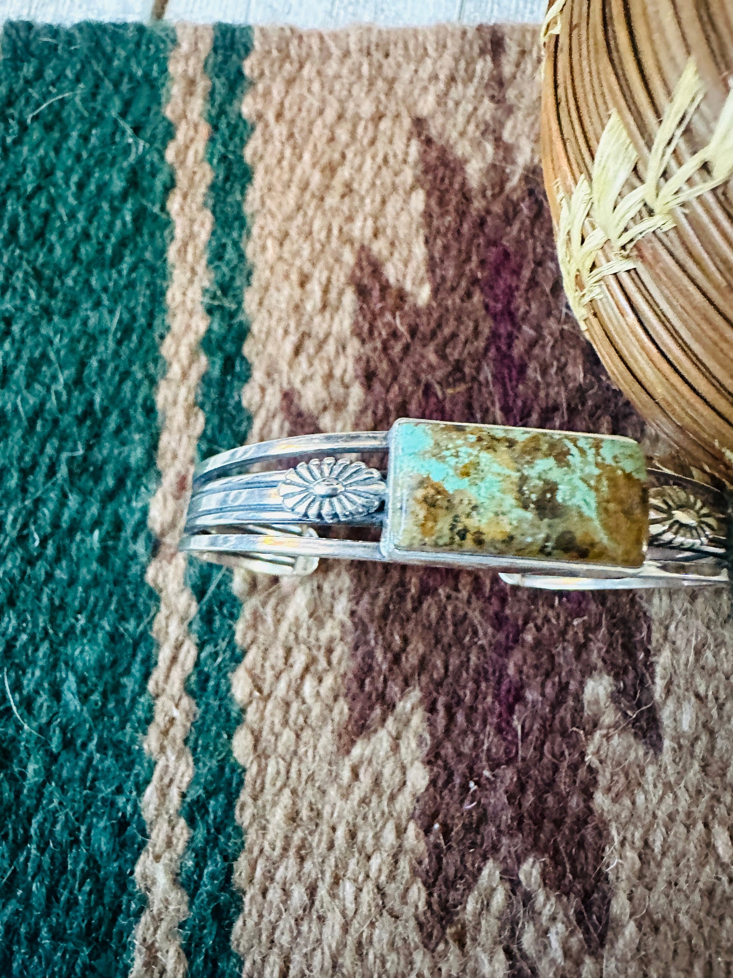 Handcrafted Royston Turquoise & Sterling Silver Cuff Bracelet