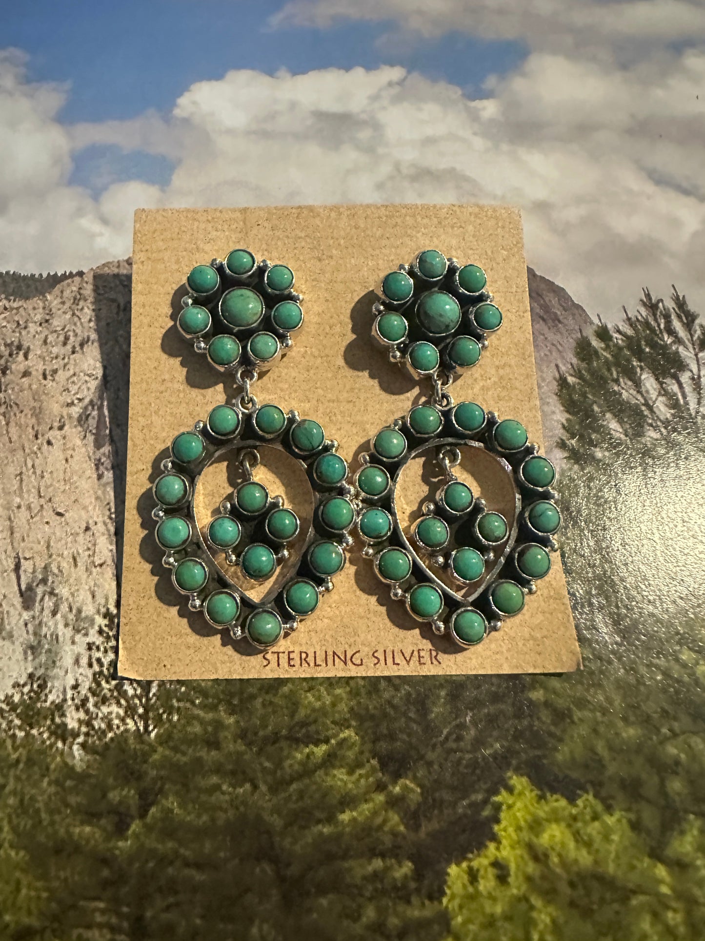 Beautiful Handmade Turquoise Post Dangle Earrings By Dan Dodson
