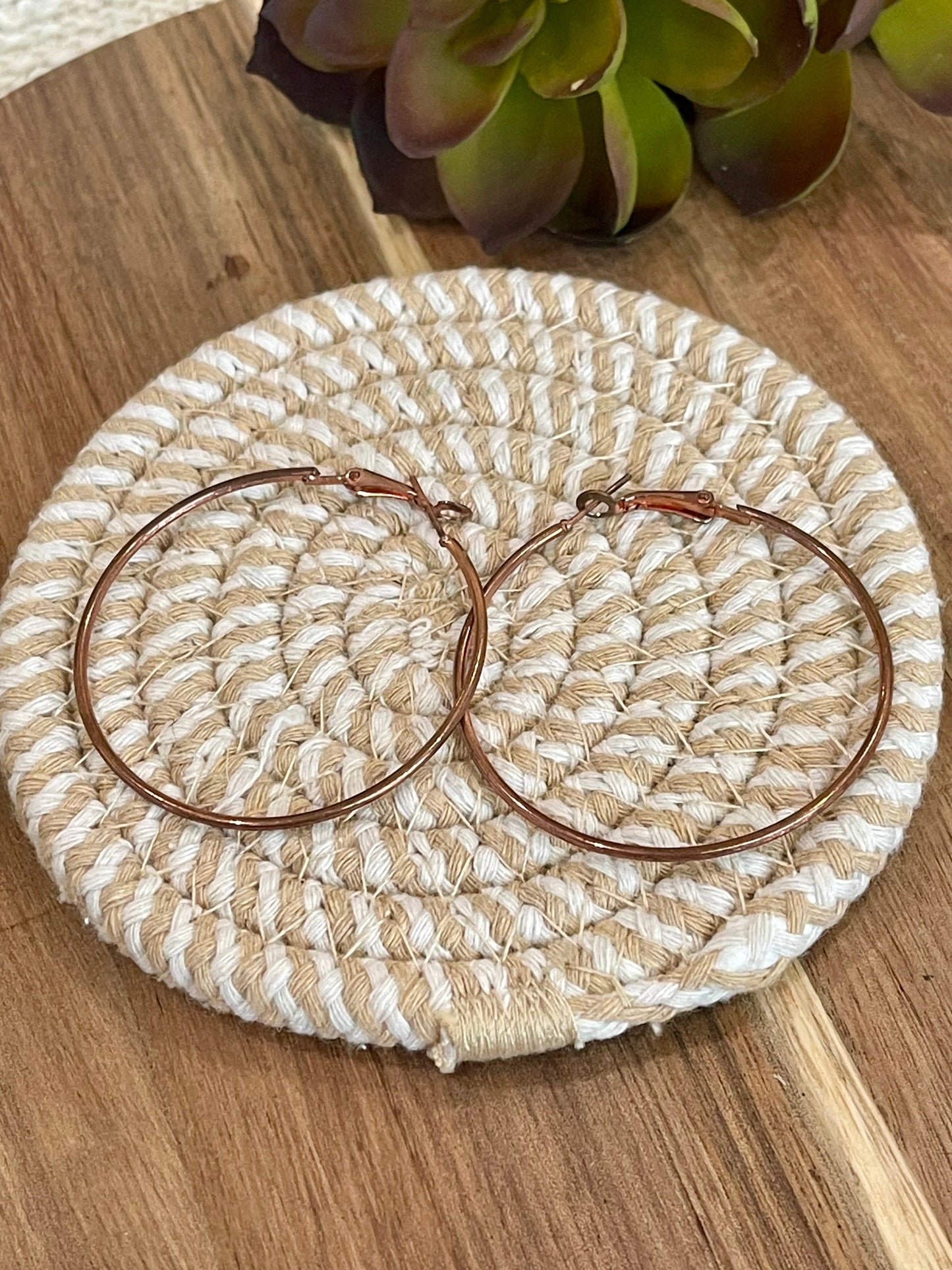 Vintage Handmade Copper Hoop Earrings