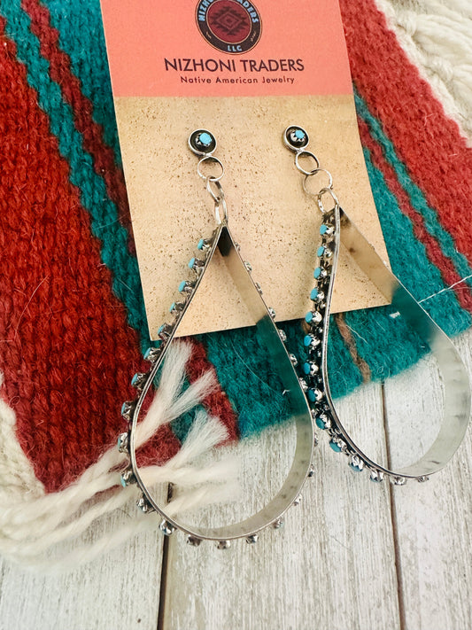 Handcrafted Turquoise & Sterling Silver Snake Eye Dangle Earrings