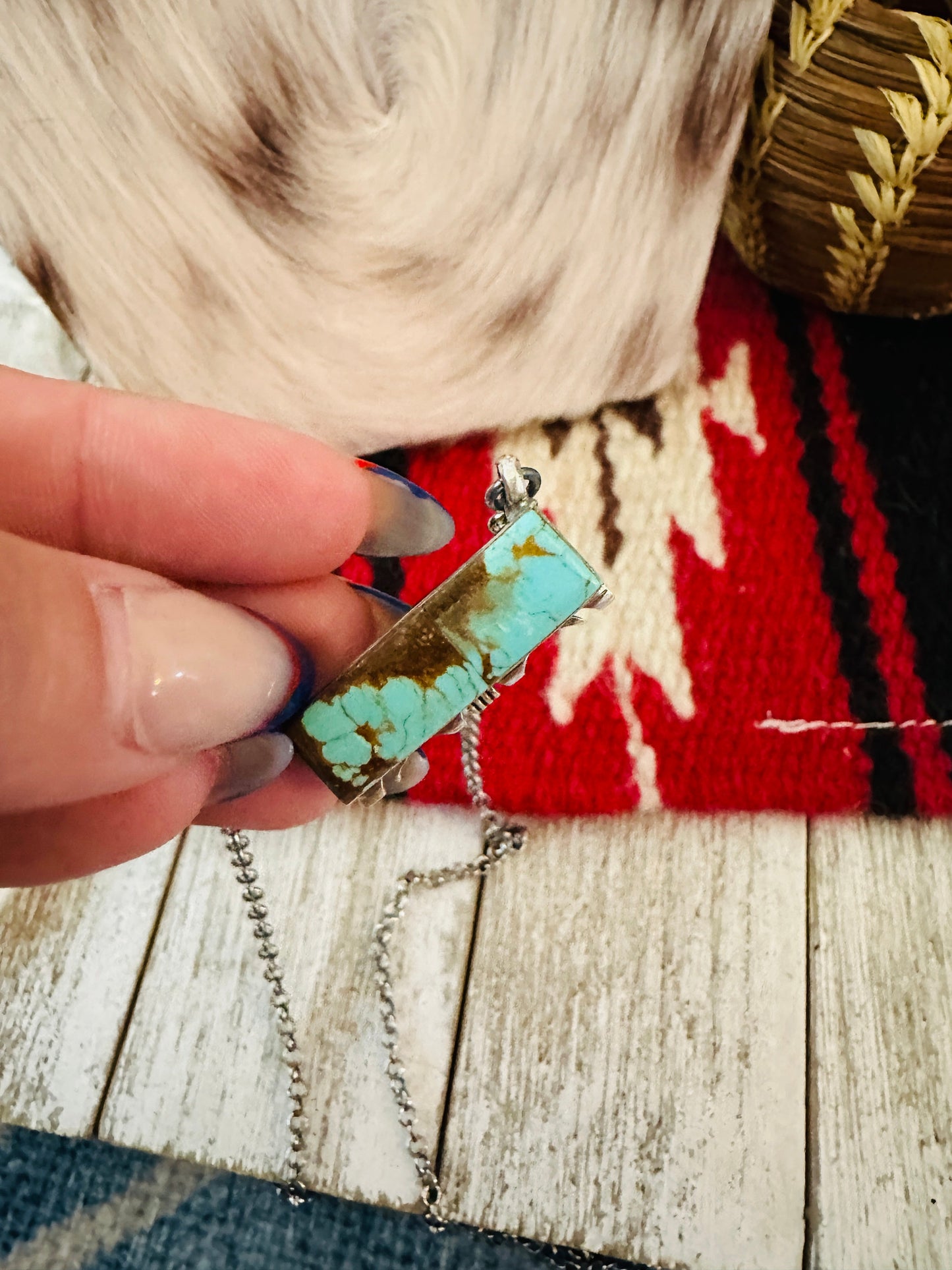 Handcrafted Sterling Silver & Turquoise Bar Necklace