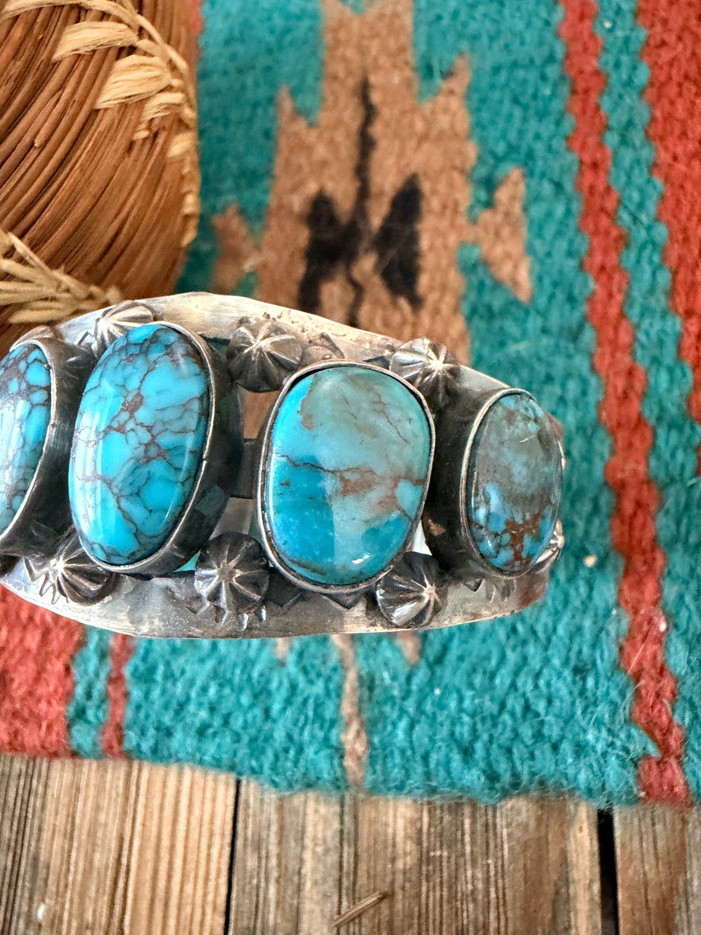 Handcrafted Sterling Silver & Egyptian Turquoise Cuff Bracelet by Rosella Paxson