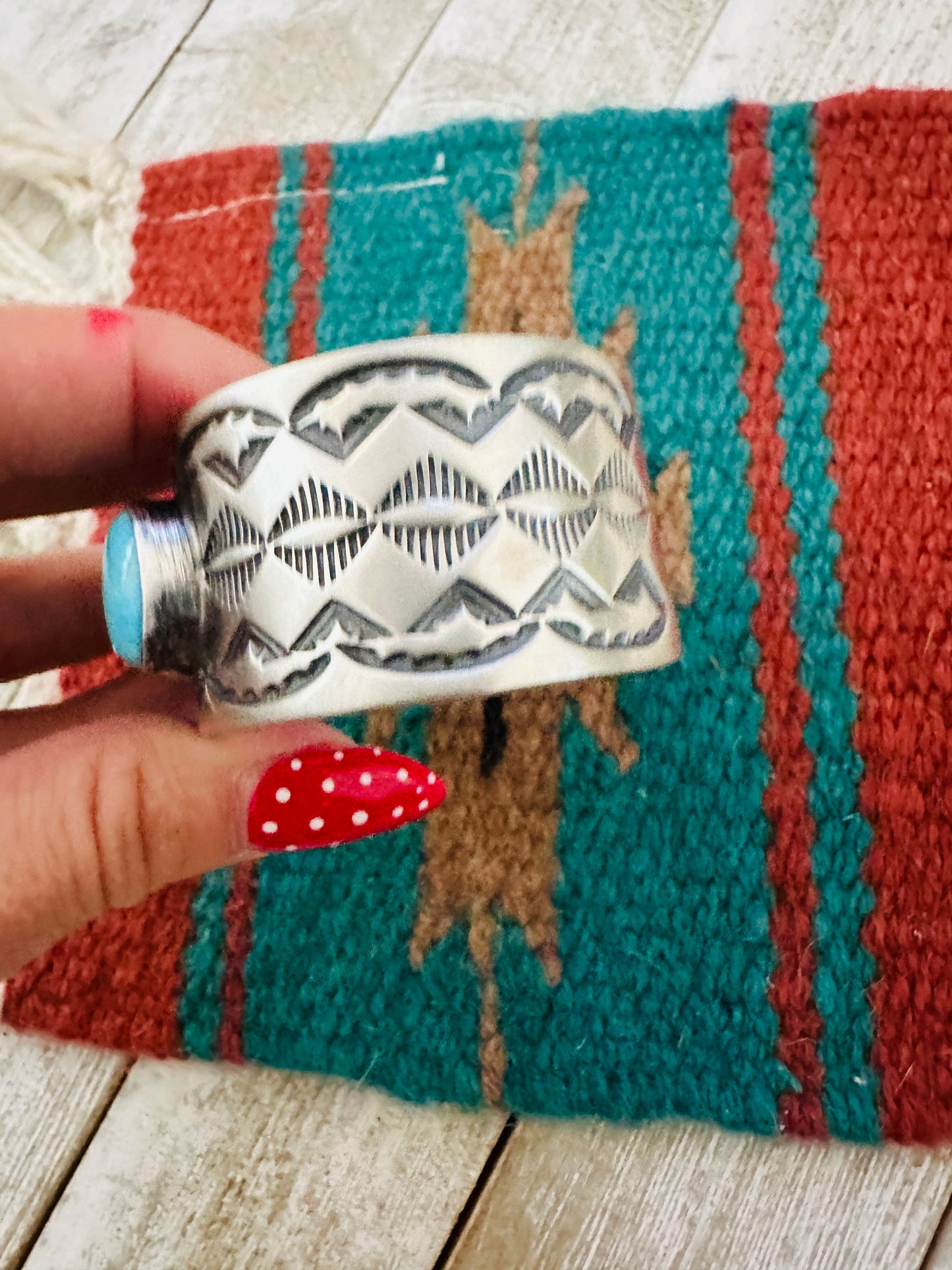 Handcrafted Sterling Silver & Turquoise Cuff Bracelet by Chimney Butte /