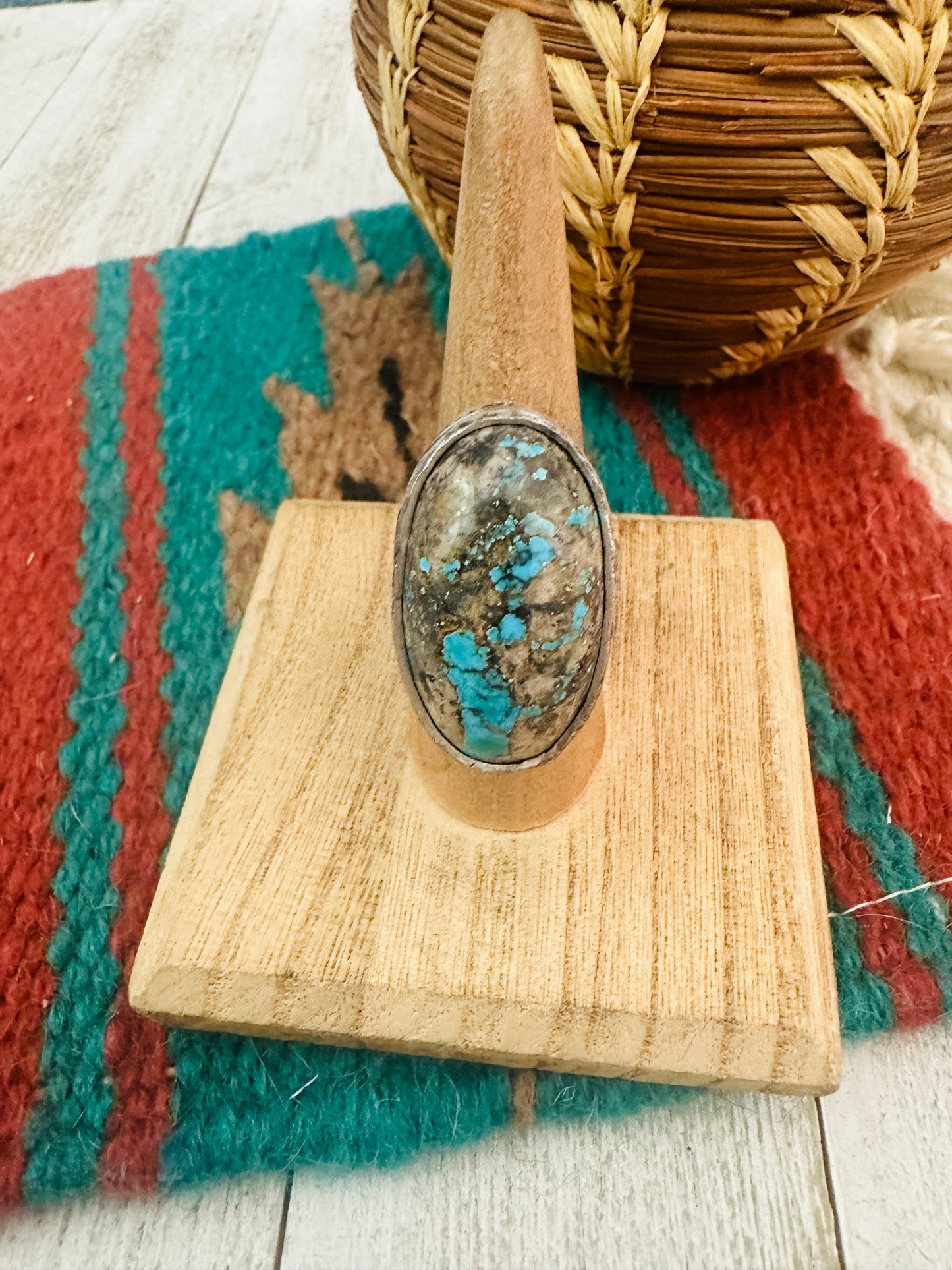 Navajo Turquoise & Sterling Silver Adjustable Ring