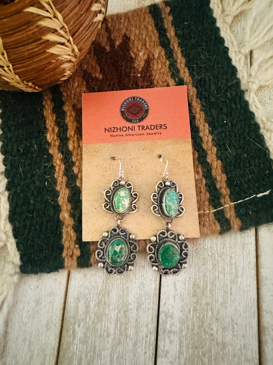 Handcrafted Turquoise & Sterling Silver Dangle Earrings by Sheila Becenti