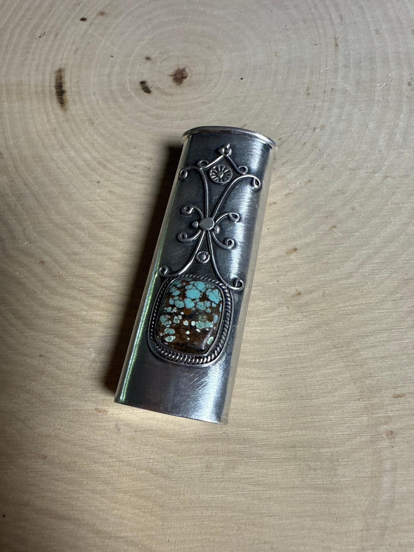 Handmade Sterling Silver & Number 8 Turquoise Lighter Cover