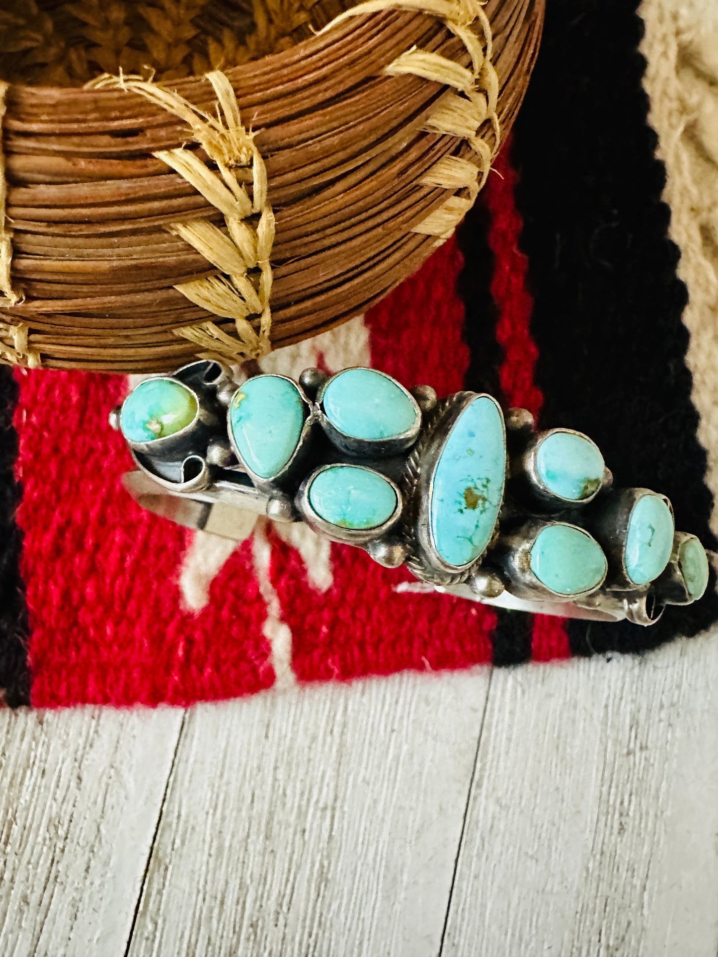 Handcrafted Sonoran Mountain Turquoise & Sterling Silver Cuff Bracelet