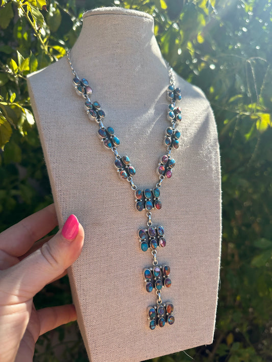 Handmade Sterling Silver, Purple Dream Mojave Lariat Necklace