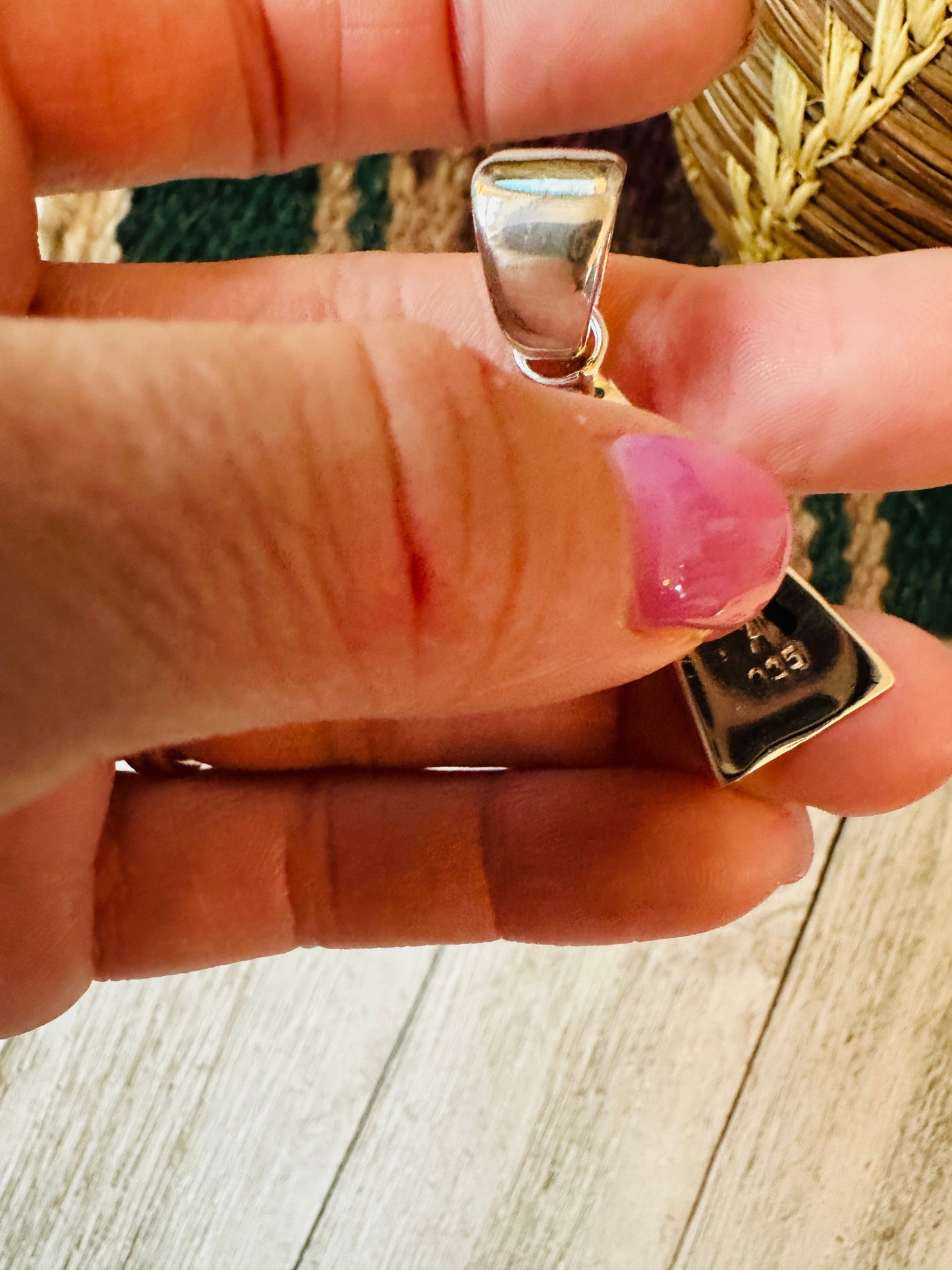 Handcrafted Multi Stone & Sterling Silver Inlay Pendant