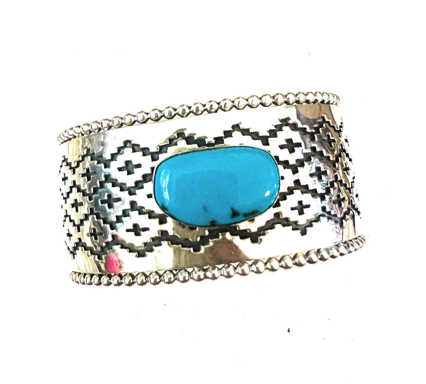 Handcrafted Sterling Silver & Kingman Turquoise Cuff Bracelet