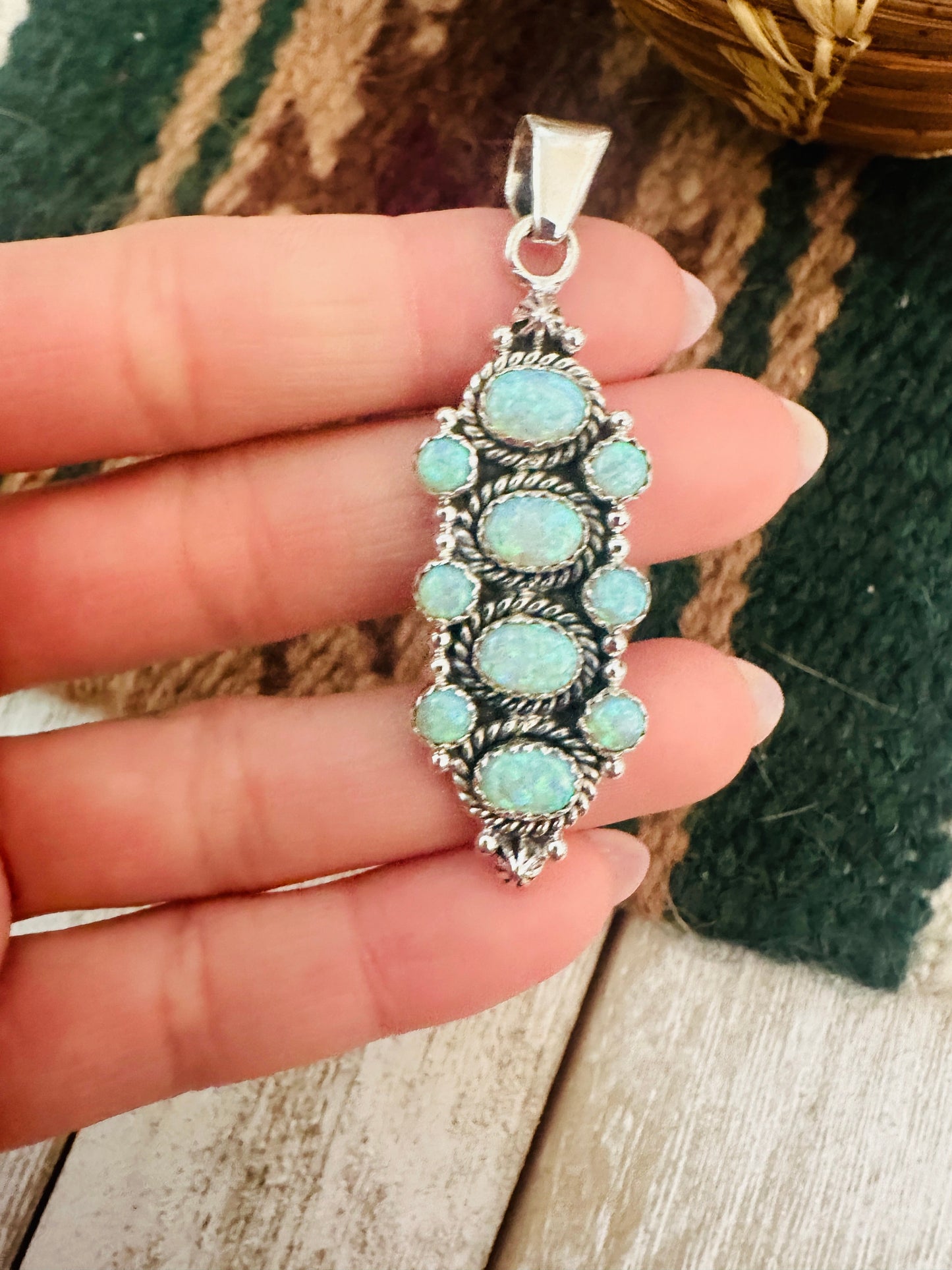 Handmade Green Opal & Sterling Silver Pendant