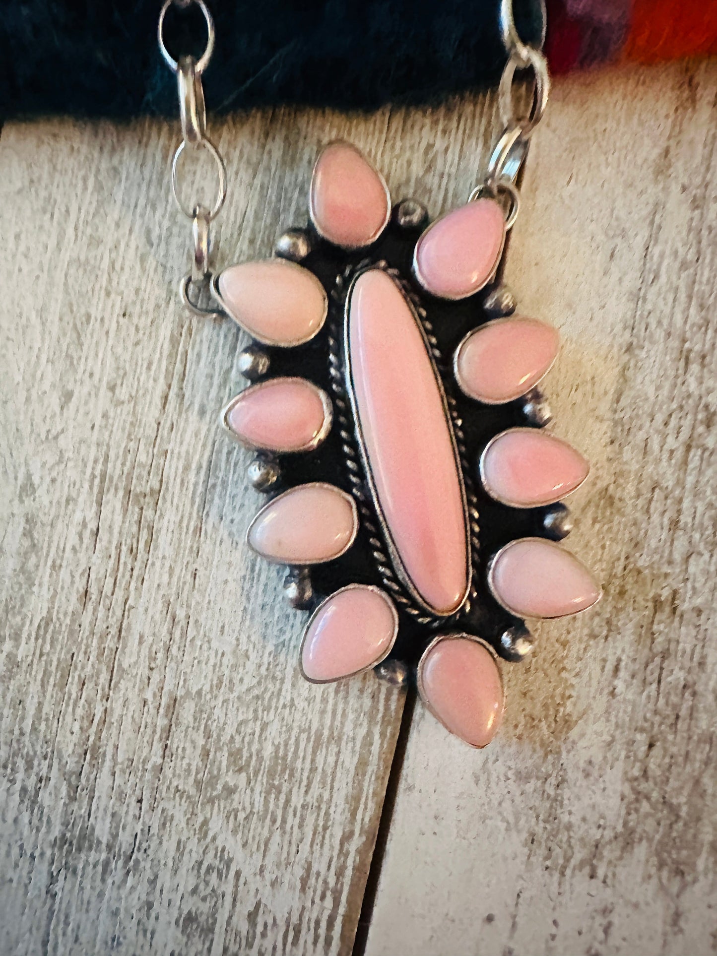 Handcrafted Sterling Silver & Queen Pink Conch Necklace