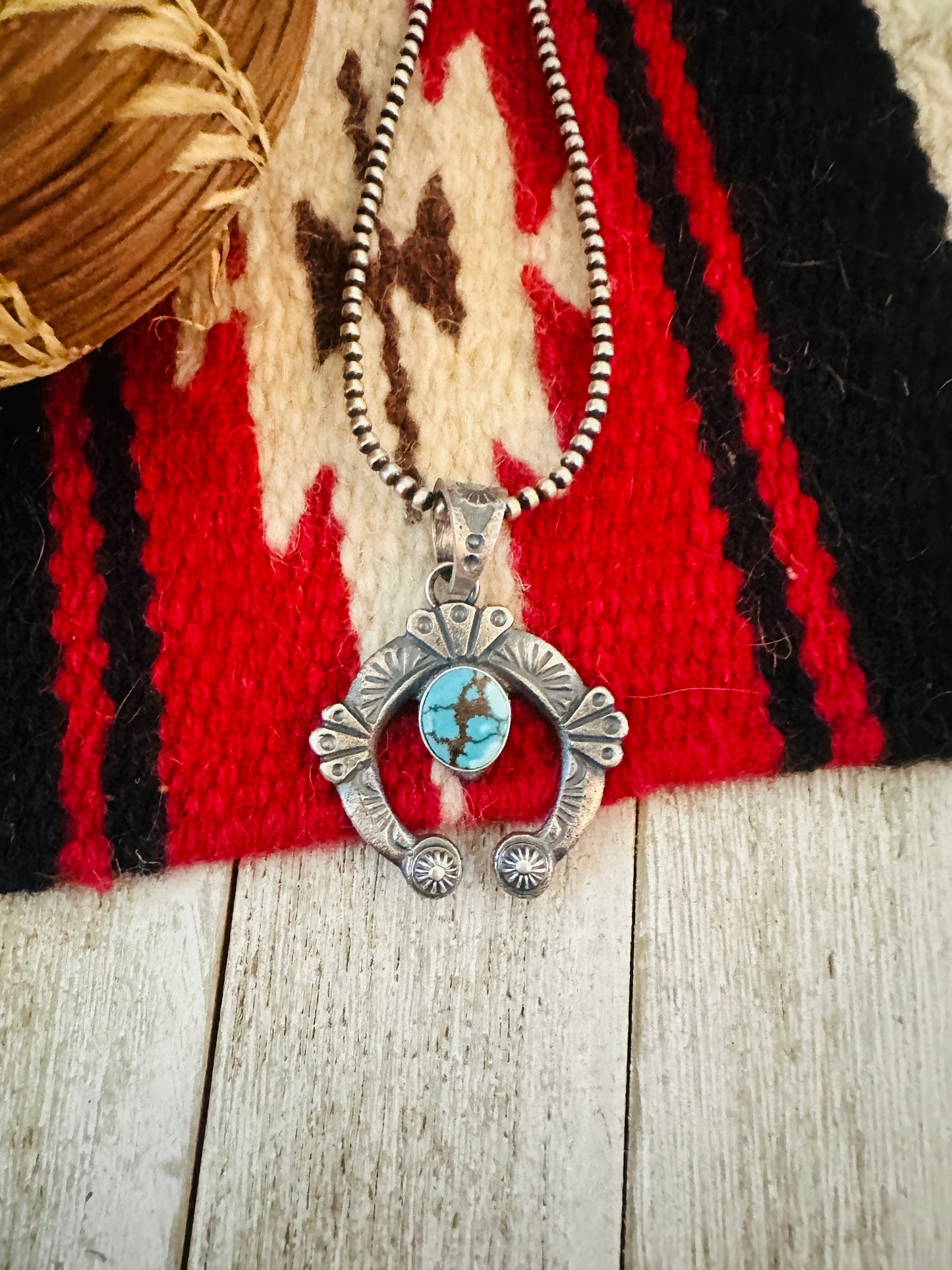 Handcrafted Sterling Silver & Turquoise Naja Pendant by Kevin Billah