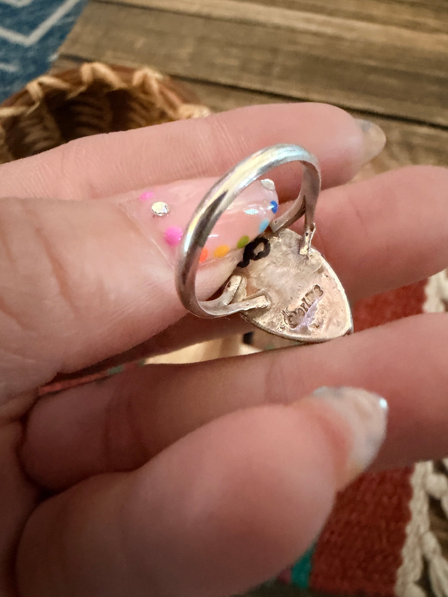 Handcrafted Red Opal & Sterling Silver Ring Size 6.75