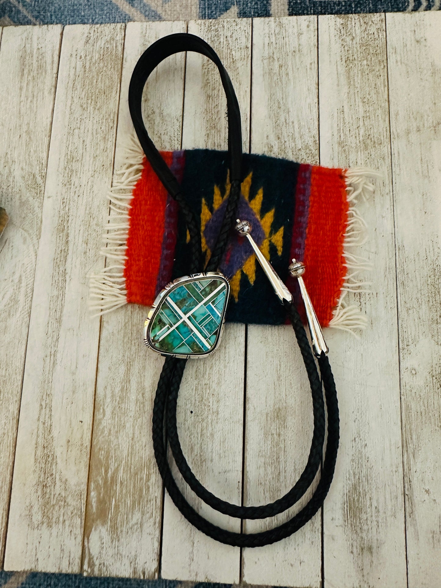 Handcrafted Sterling Silver & Sonoran Mountain Turquoise Bolo Tie