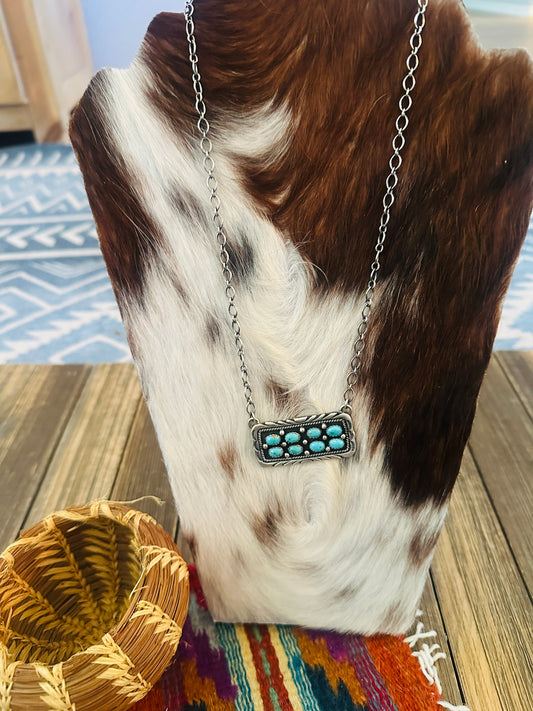 Handcrafted Turquoise & Sterling Silver Bar Necklace by Emer Thompson
