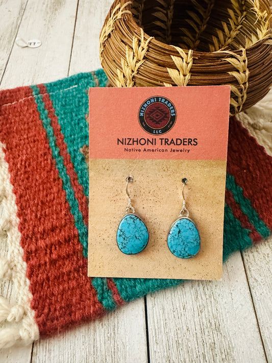 Handcrafted Turquoise And Sterling Silver Dangle Earrings