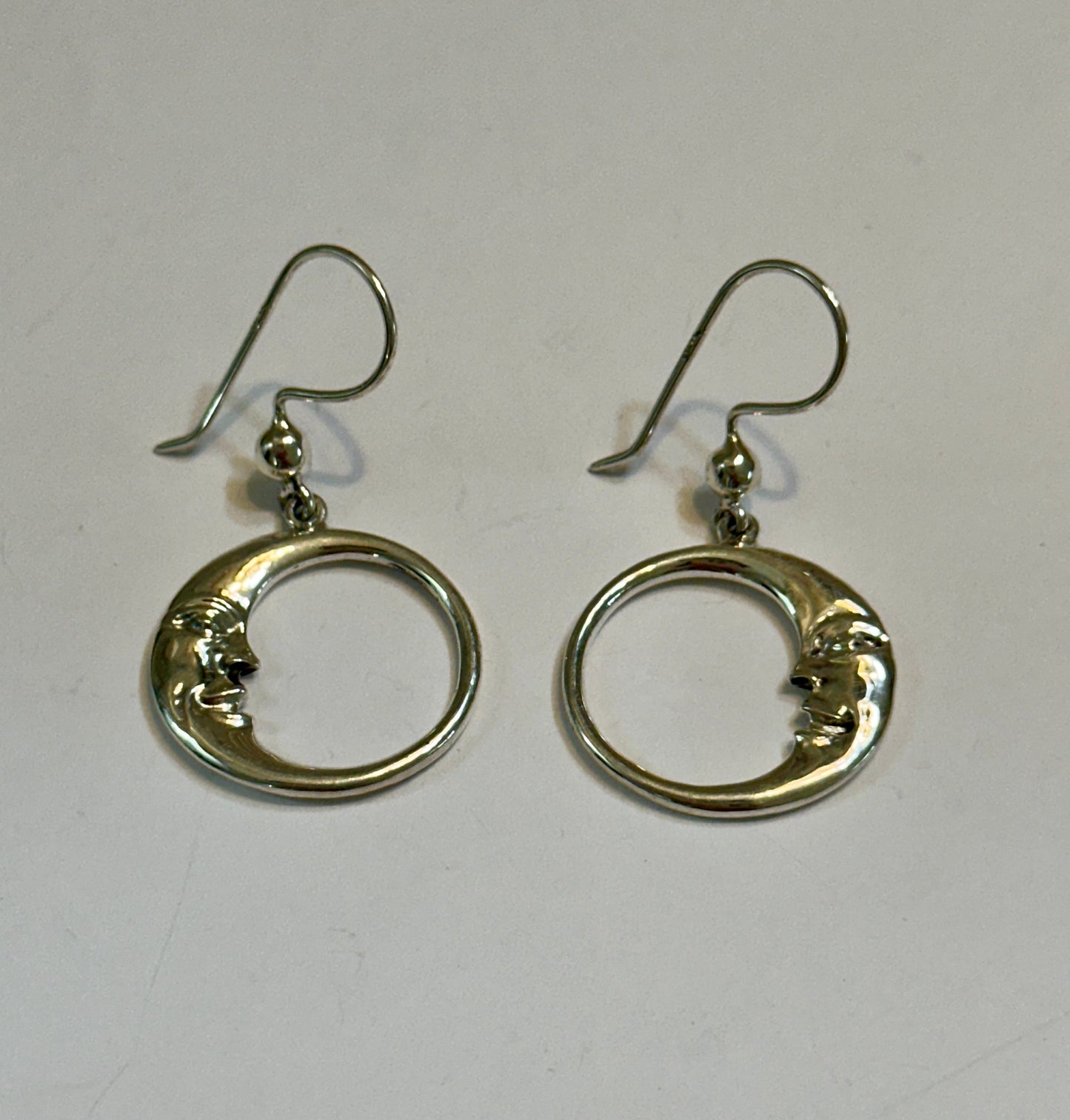 Moon Face Sterling Silver Earrings