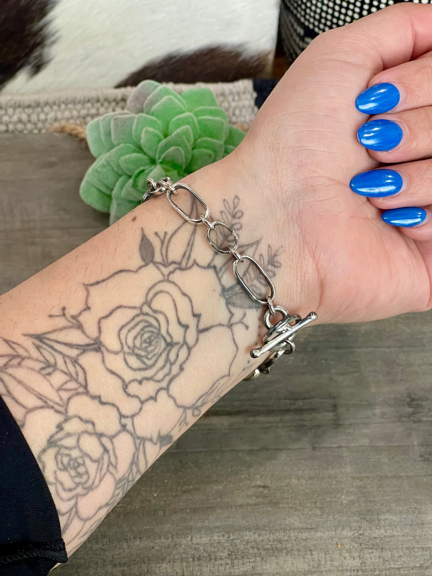 Handmade Beautiful Sterling Silver Link Bracelet 7.5 inch