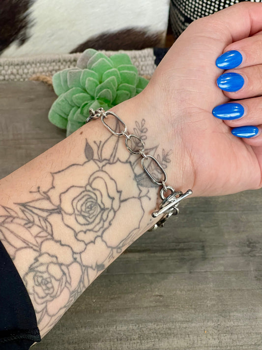 Handmade Beautiful Sterling Silver Link Bracelet 7.5 inch
