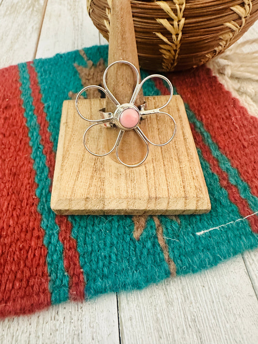 Handcrafted Sterling Silver & Queen Pink Conch Shell Flower Ring