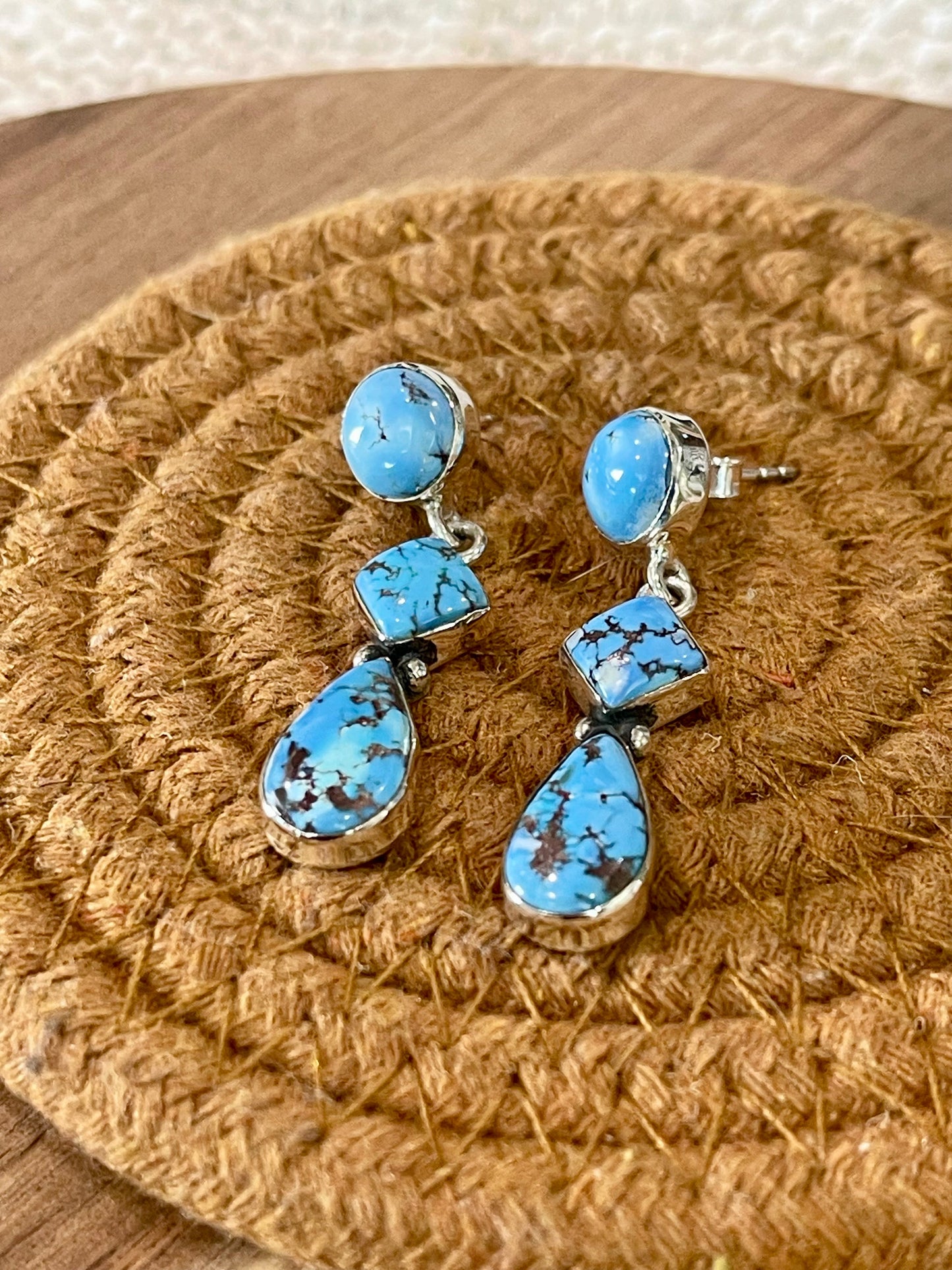 Handcrafted Sterling Silver & Golden Hills Post Dangle Earrings