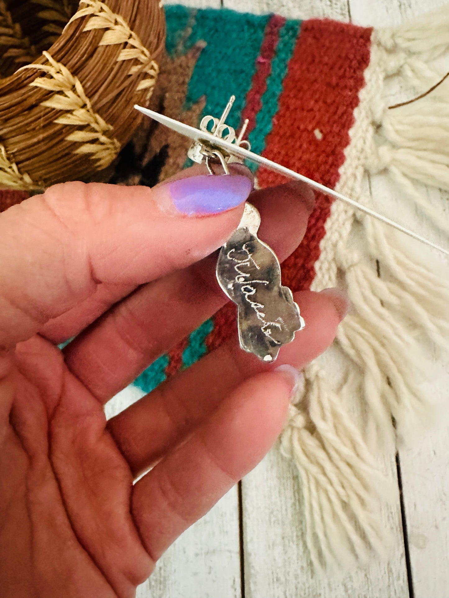 Handcrafted Multi Stone & Sterling Silver Inlay Maiden Girl Dangle Earrings