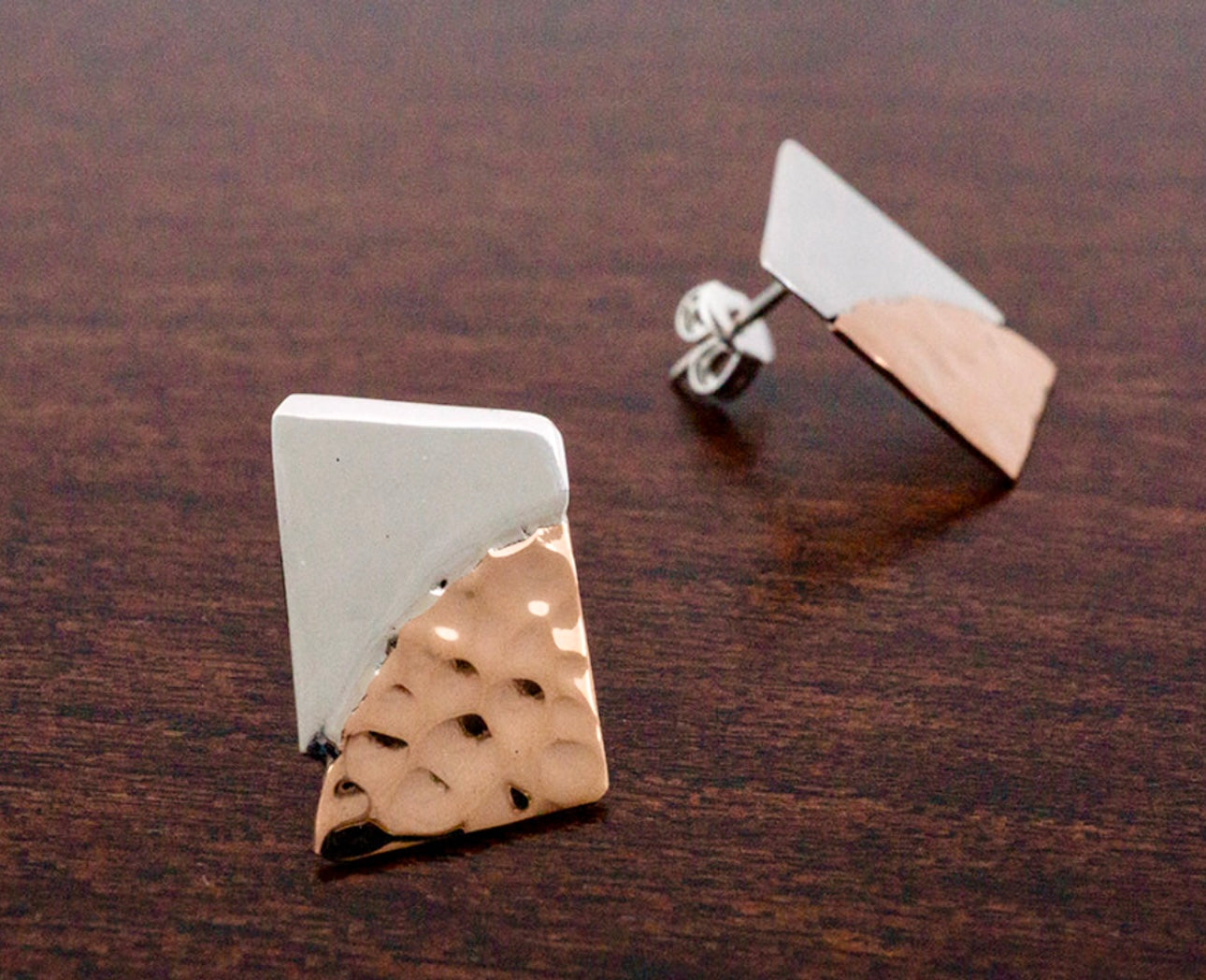 Silver & Copper Puzzle Earrings