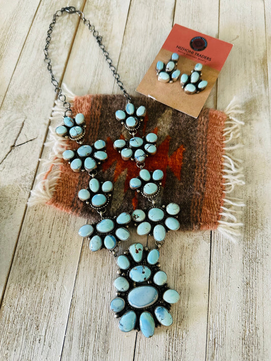 Handcrafted Golden Hills Turquoise & Sterling Silver Necklace Set