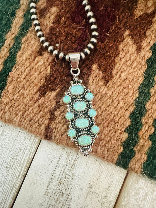 Handmade Green Opal & Sterling Silver Pendant