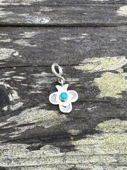Handmade Sterling Silver and Turquoise Mini Cross Charm