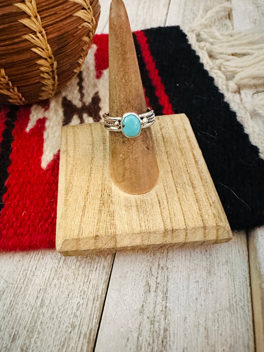Handcrafted Turquoise & Sterling Silver Ring Size 5.5