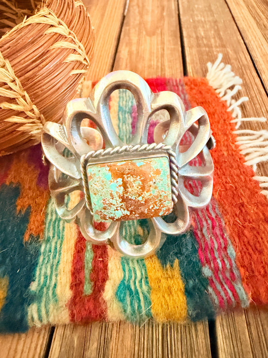 Handcrafted Sterling Silver & Number 8 Turquoise Cuff Bracelet by Chimney Butte