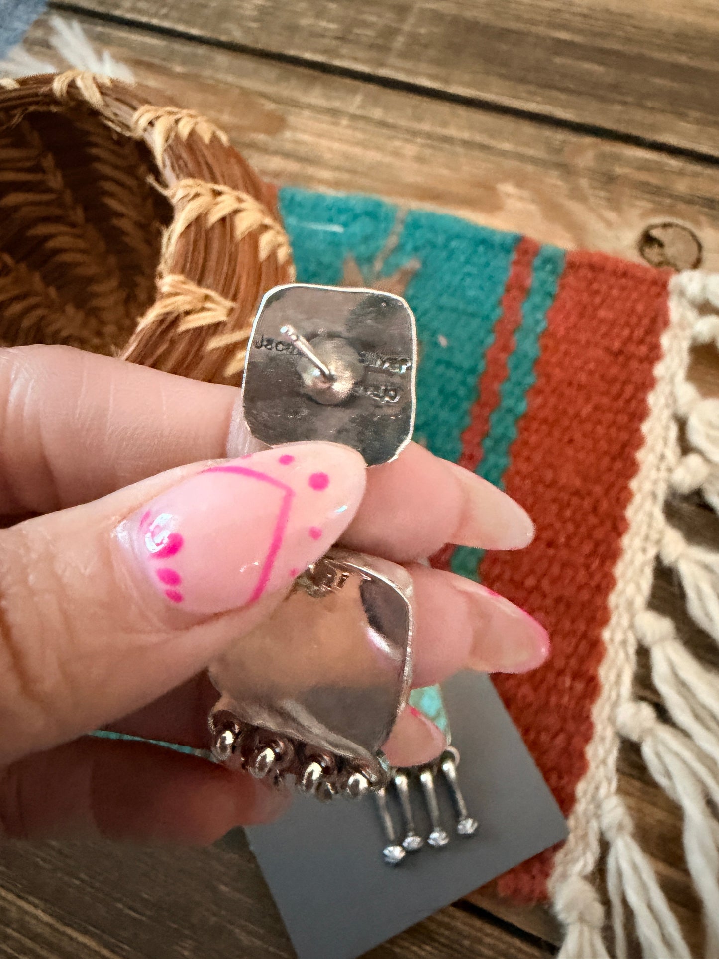 Handcrafted Royston Turquoise And Sterling Silver Dangle Earrings by Jacqueline Silver