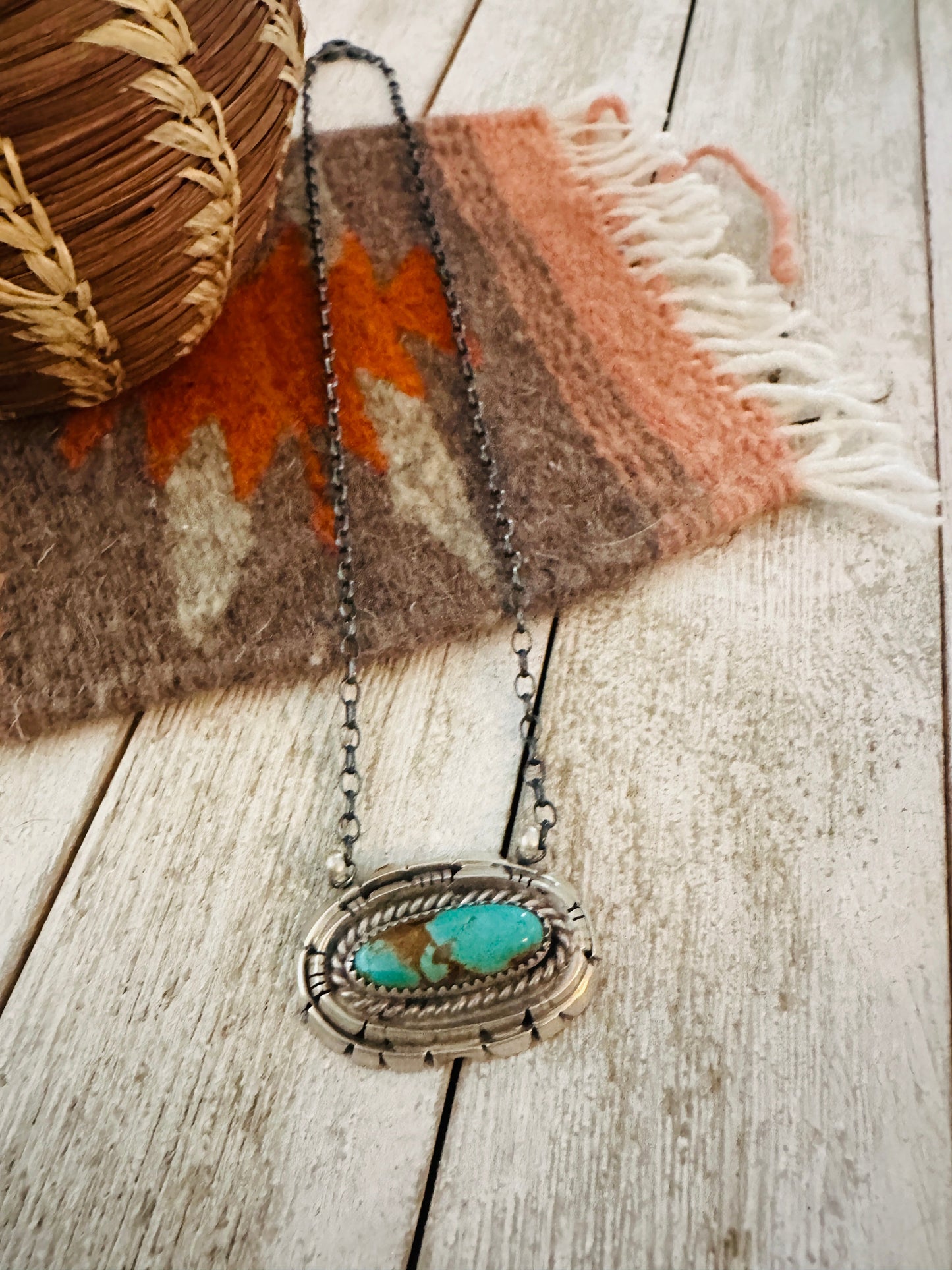 Handcrafted Sterling Silver & Kingman Turquoise Necklace