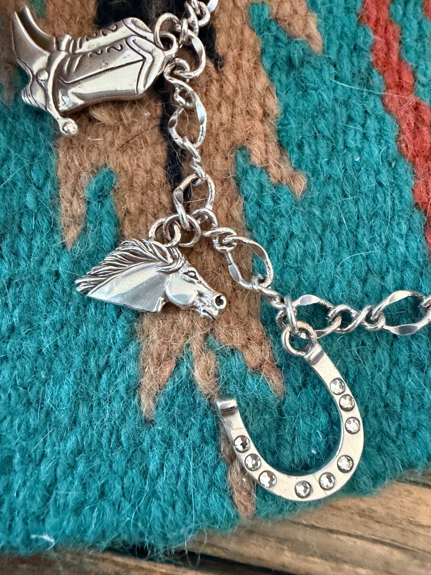 Handcrafted Old Pawn Sterling Silver Cowboy Charm Bracelet
