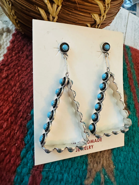 Handcrafted Turquoise & Sterling Silver Snake Eye Dangle Earrings