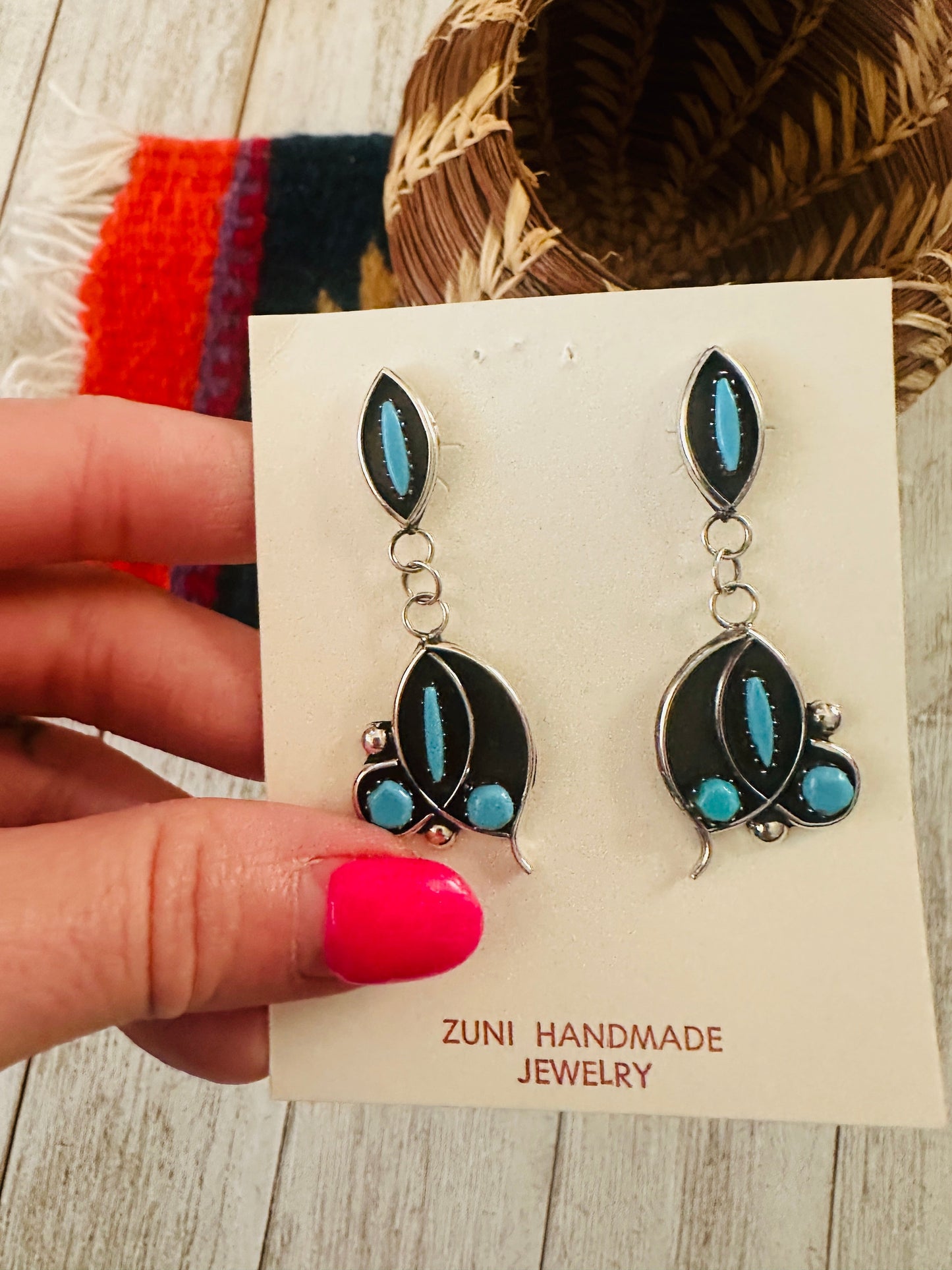 Handcrafted Sterling Silver & Turquoise Shadowbox Dangle Earrings