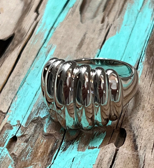 Bubble Dome Silver Statement Ring Size 9