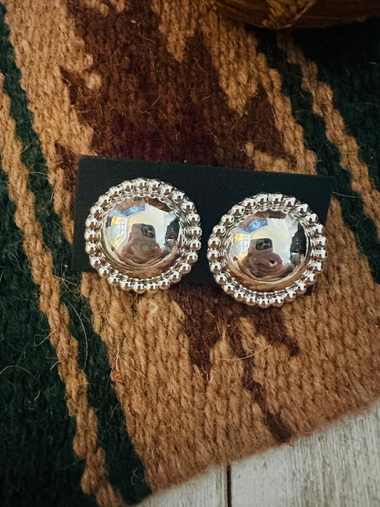 Handcrafted Sterling Silver Stud Earrings 1.25”