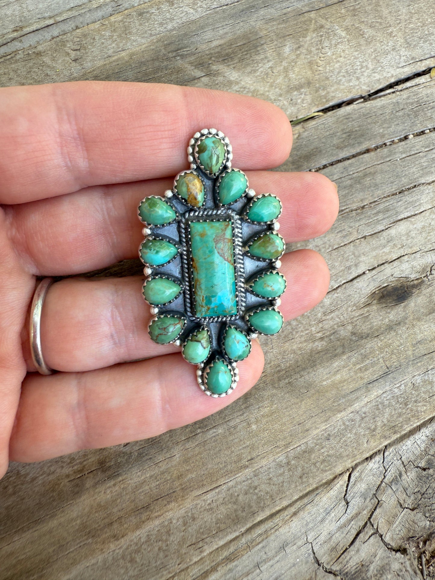 Handmade Kingman Turquoise Sterling Silver Adjustable Statement Ring