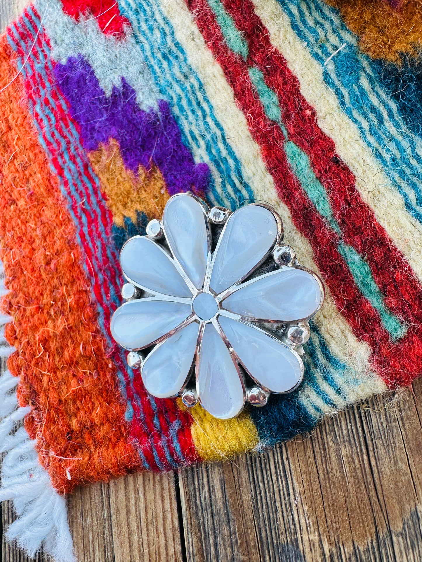 Handcrafted Sterling Silver and Mother of Pearl Brooch/ Pendant