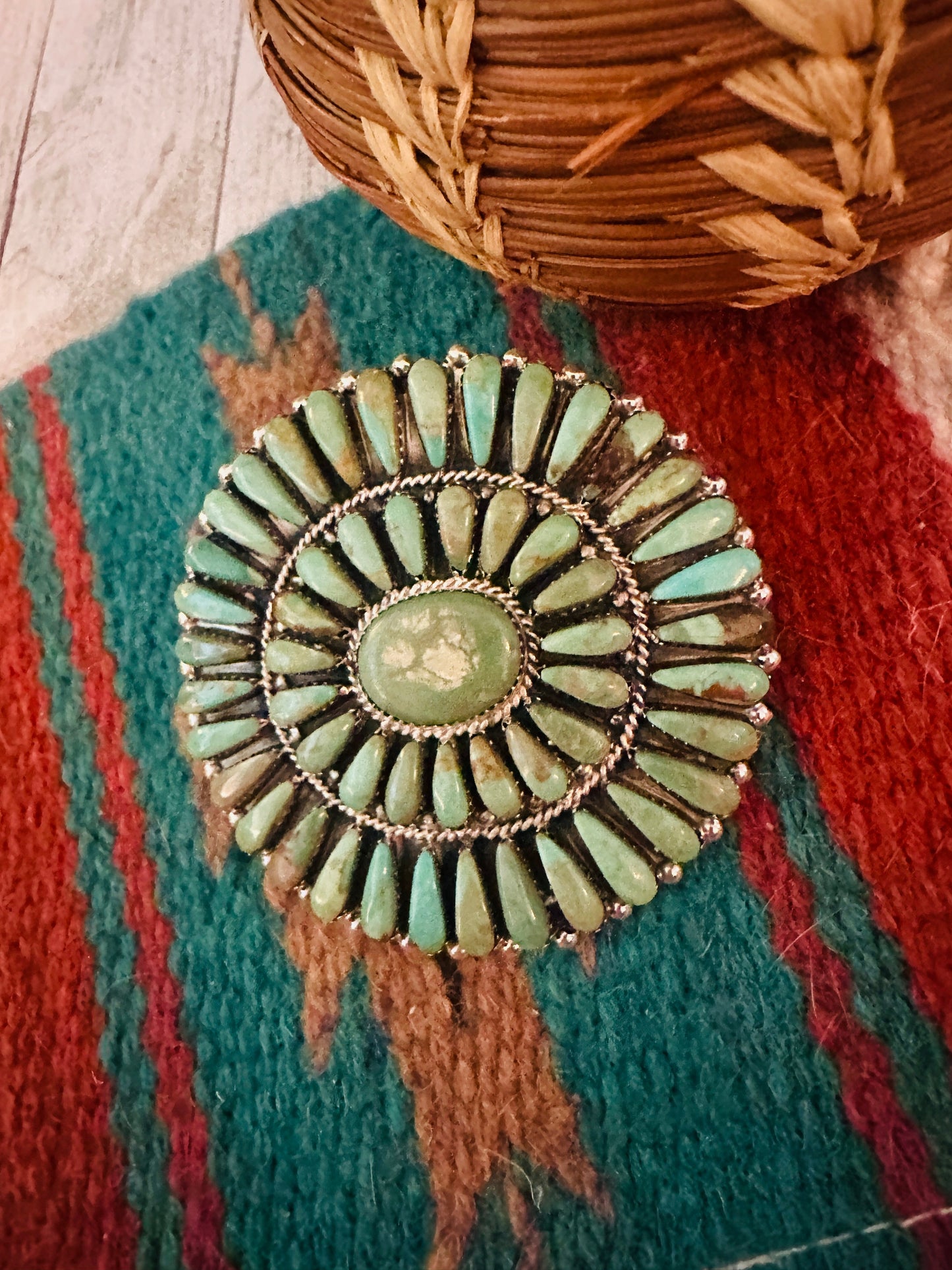 Handcrafted Turquoise & Sterling Silver Cluster Hair Barrette
