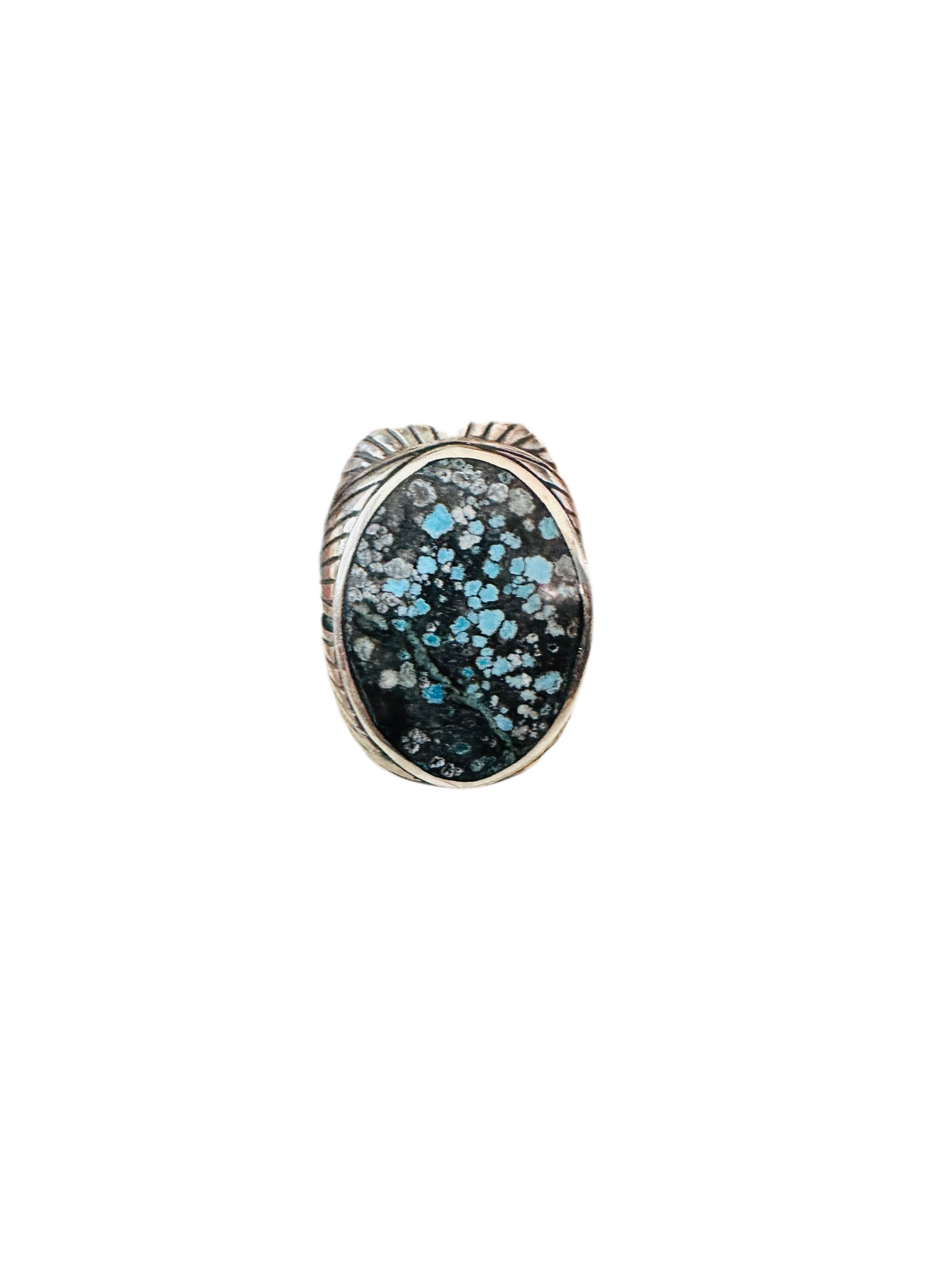 Old Pawn Handcrafted Sterling Silver & Kingman Web Turquoise Men’s Ring Size 10