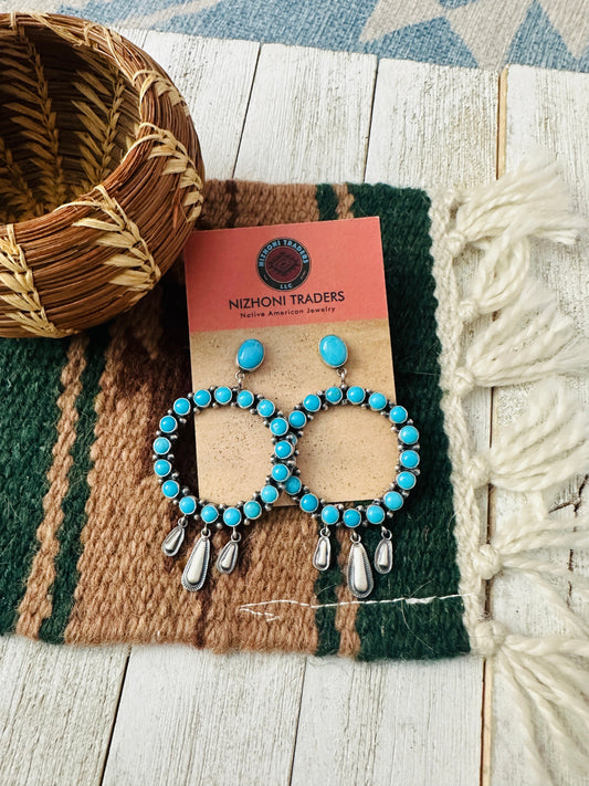 Handcrafted Turquoise & Sterling Silver Dangle Earrings
