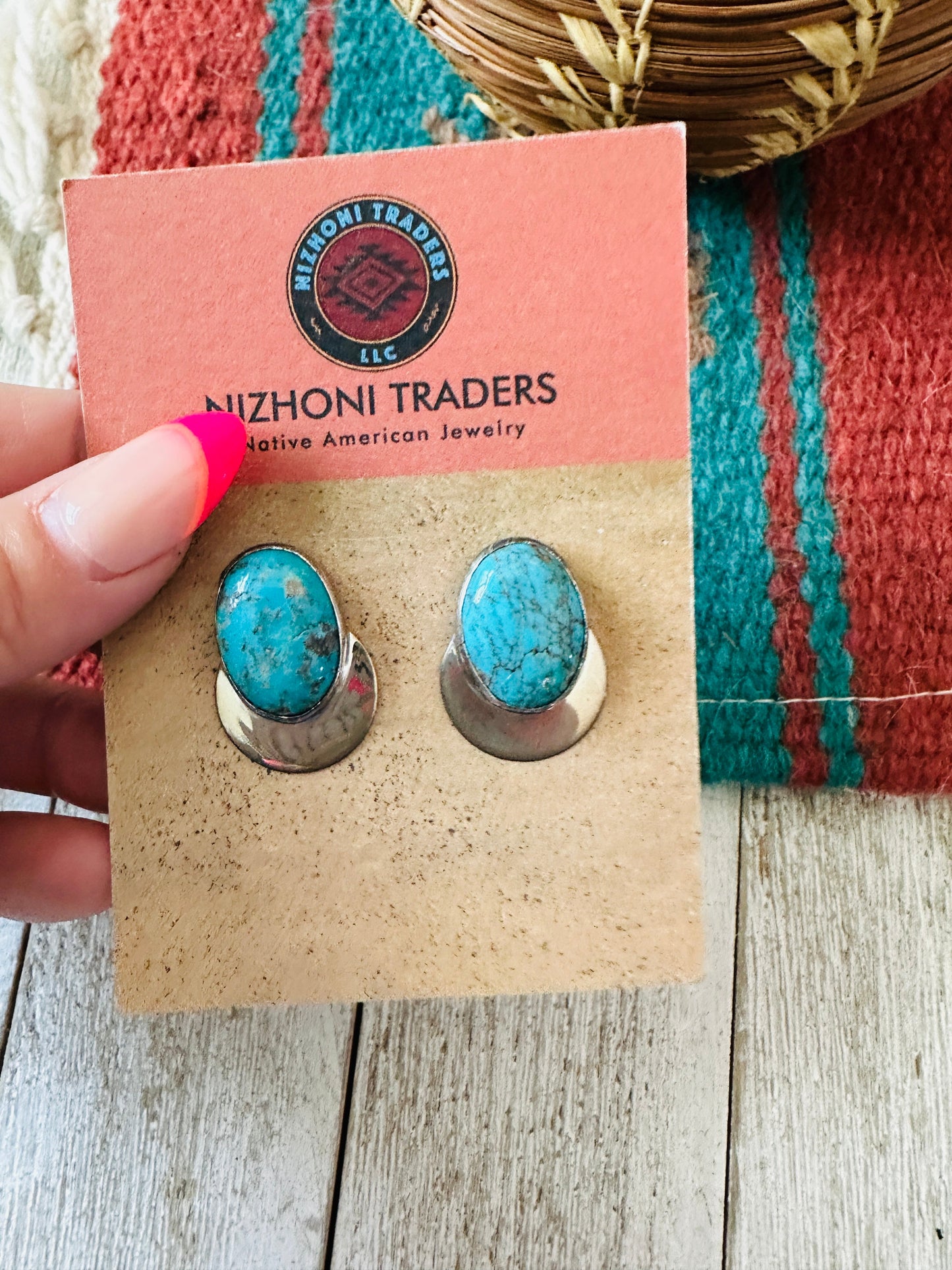 Handcrafted Sterling Silver & Turquoise Post Earrings