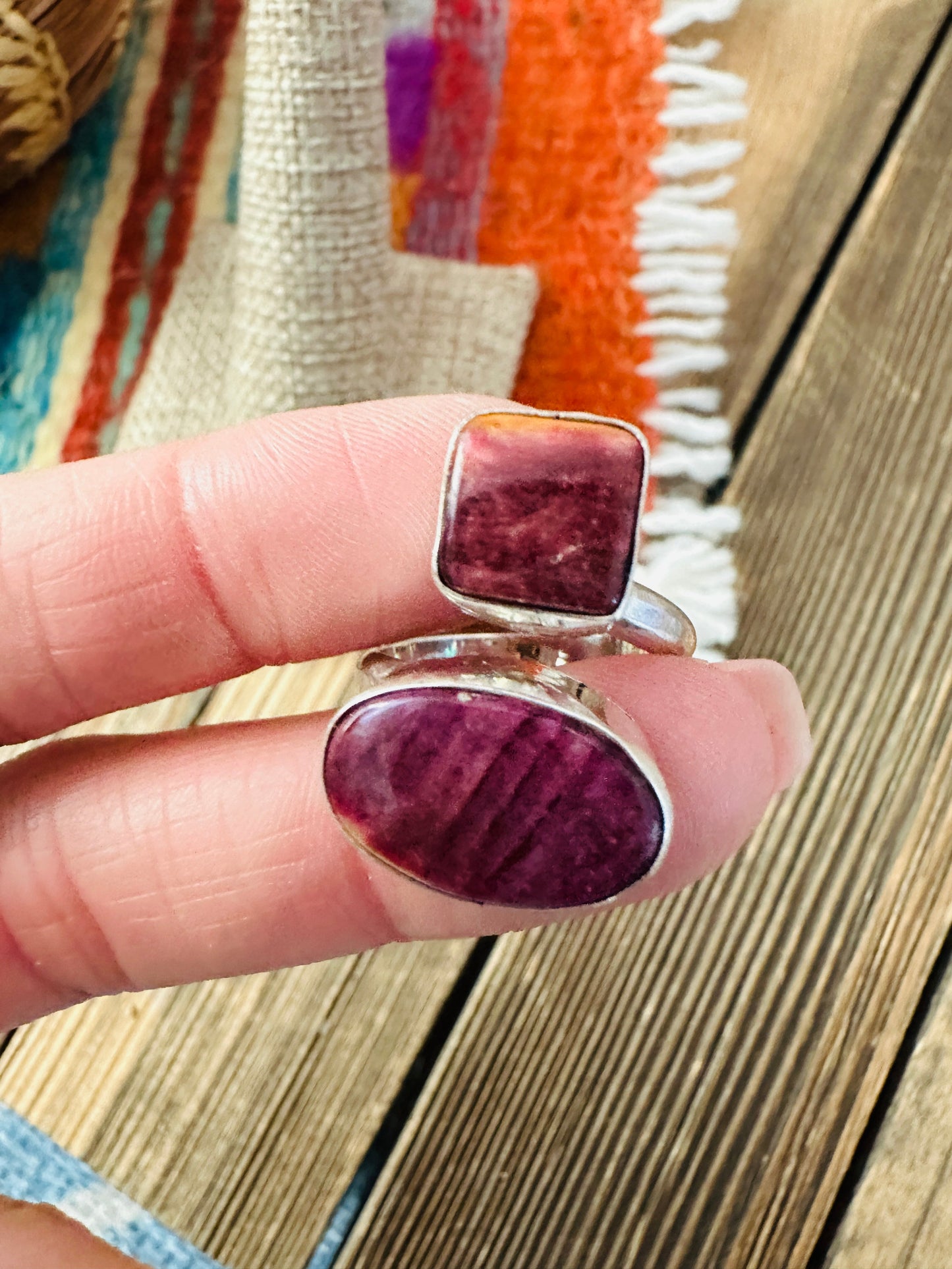 Handcrafted Purple Spiny Oyster & Sterling Silver Adjustable Ring