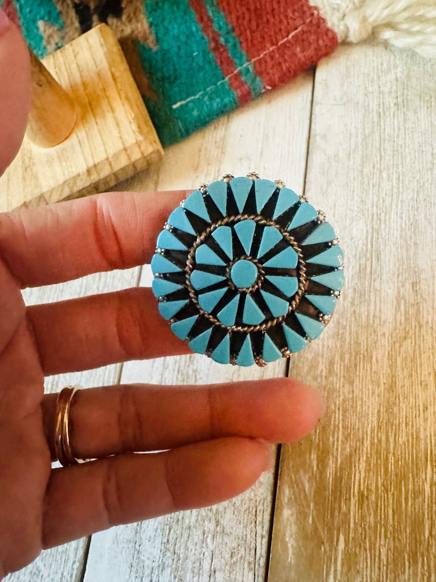 Handcrafted Sterling Silver & Turquoise Cluster Ring