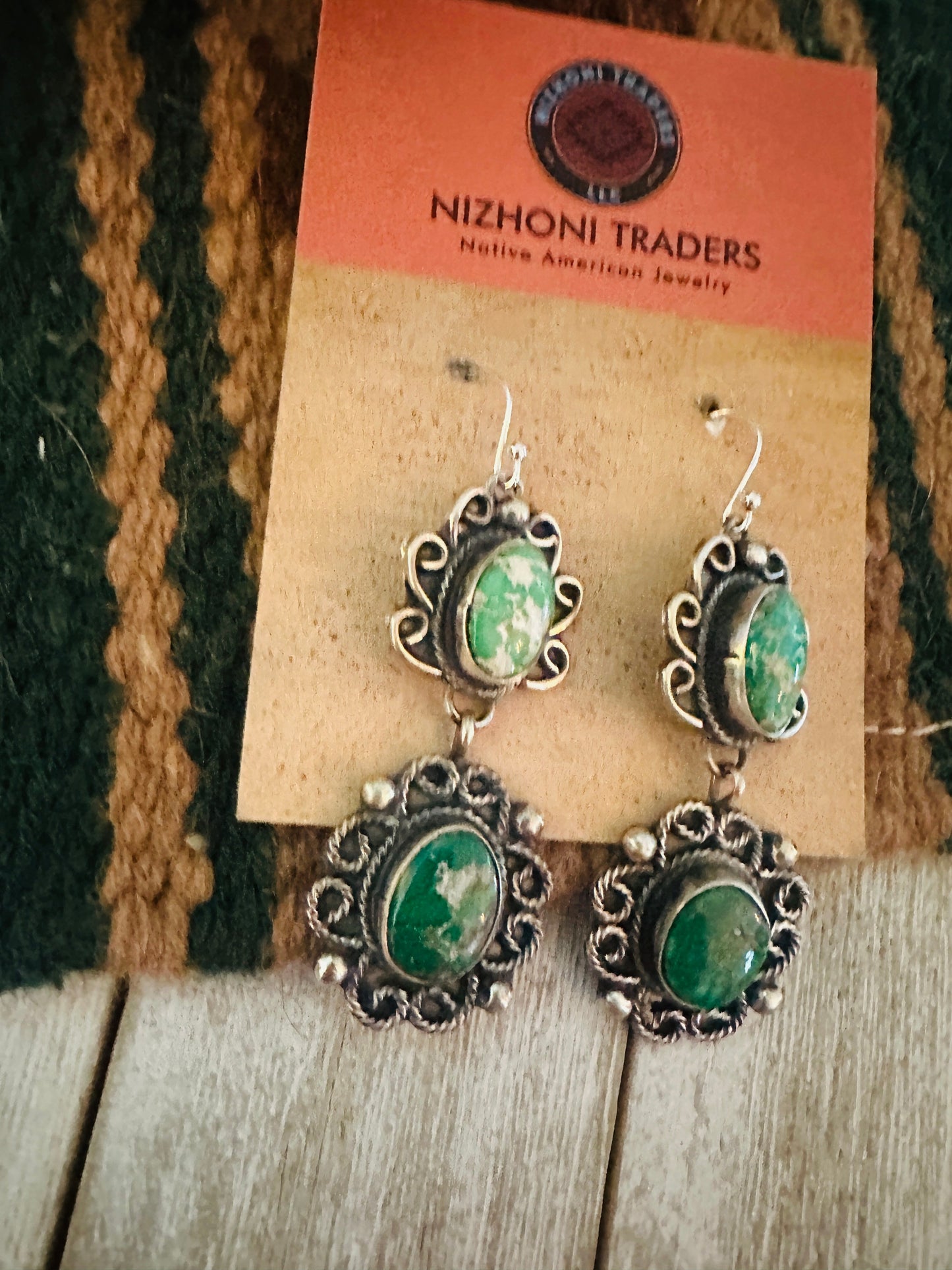 Handcrafted Turquoise & Sterling Silver Dangle Earrings by Sheila Becenti